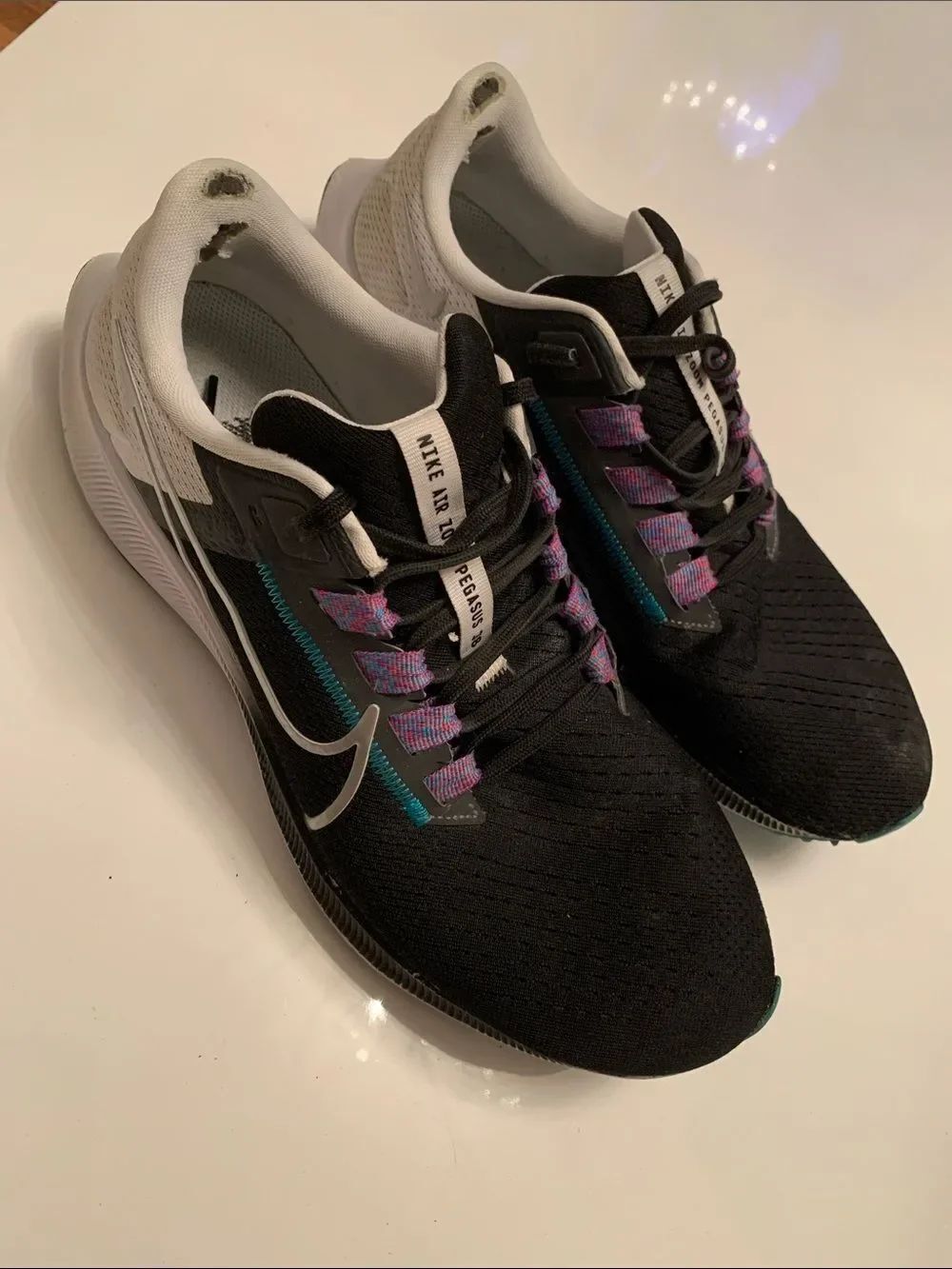 Nike Air Zoom Pegasus Black Metallic Silver Trainers Shoes Sneakers Size 10